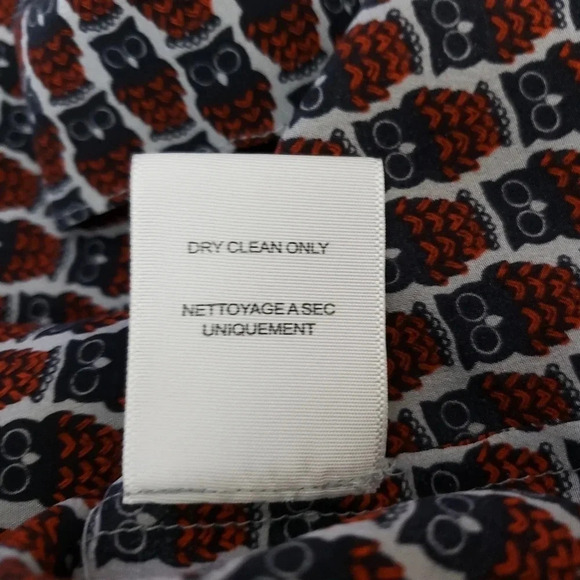 JOIE Masha Blouse Silk Owl Print Short Sleeve Keyhole Tassel Peasant Boho Top - Picture 8 of 8